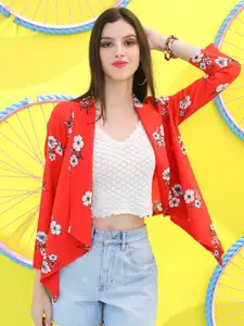 Sera Floral Printed Asymmetric Open Front Shrug