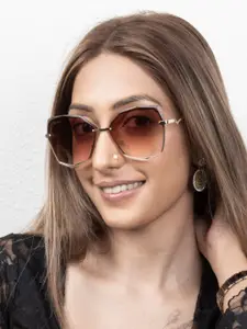 Ted Smith Women Square Sunglasses with UV Protected Lens TSA-DIAMONTY_BRN