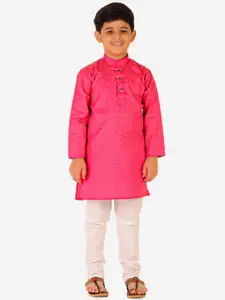 Pro-Ethic STYLE DEVELOPER Boys Woven Design Mandarin Collar Kurta with Pyjamas