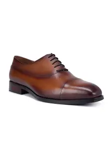 ROSSO BRUNELLO Men Textured Leather Formal Oxfords