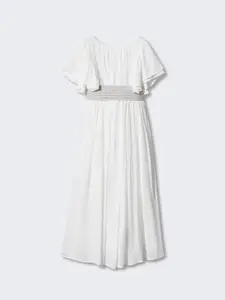 Mango Kids Girls Flared Sleeves Pleated Maxi Dress