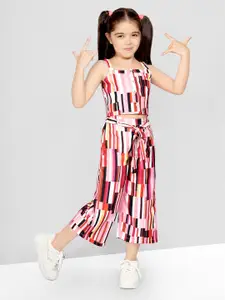 Naughty Ninos Girls Geometric Printed Shoulder Straps Crop Top with Trousers