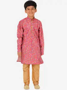 Pro-Ethic STYLE DEVELOPER Boys Floral Printed Mandarin Collar Kurta with Pyjamas