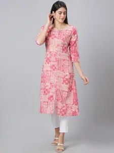 Globus Geometric Indie Prints Front Slit A-Line Kurta