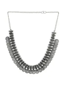 VIRAASI Silver-Plated Brass Oxidised Choker Necklace