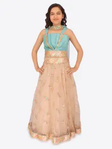 CUTECUMBER Girls Embroidered Thread Work Ready to Wear Lehenga & Blouse With Dupatta