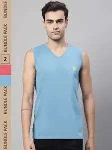 MACK JONNEY Pack Of 2 V-Neck Sleeveless Dry Fit Gym T-shirt