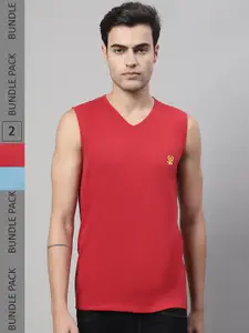 MACK JONNEY Pack of 2 V-Neck Cotton Gym Vest T-shirts