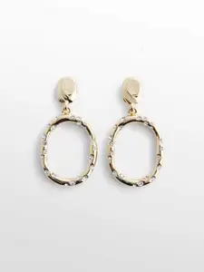 MANGO Women Artificial Stones Studded Contemporary Sustainable Drop Earrings