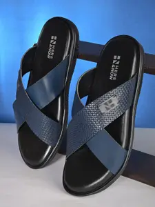 HERE&NOW Men Textured Open Toe Comfort Sandals
