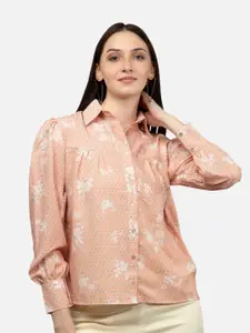 NEOFAA Floral Printed Puff Sleeves Casual Shirt