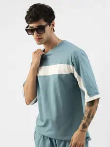 Maniac Striped Round Neck Pure Cotton Oversized Fit T-shirt