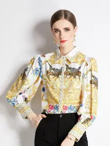 JC Collection Women Yellow Floral Printed Casual Shirt