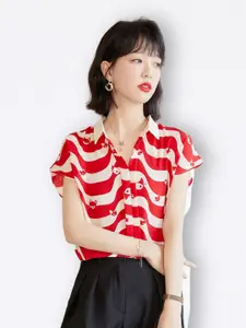 JC Collection Printed Spread Collar Casual Shirt