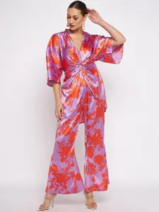 Antheaa Women Floral Printed Top & Trouser Co-Ord Set