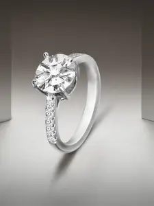 Peora Silver-Plated AD-Studded Adjustable Finger Ring