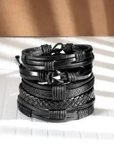 Peora Men Set Of 5 Leather Multistrand Bracelet