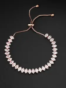 Peora Women American Diamond Rose Gold-Plated Charm Bracelet