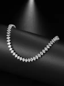 Peora Women Silver-Plated American Diamond Charm Bracelet