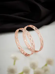 ATIBELLE Set Of 2 Rose Gold-Plated Stone-Studded Bangles