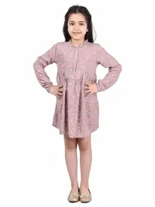 Miyo Girls Floral Printed Cotton Fit And Flare Dress