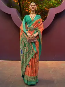 Anouk Ethnic Motifs Woven Design Brasso Bandhani Saree