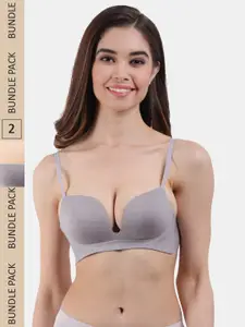 Amour Secret Pack of 2 Lightly Padded All Day Comfort Seamless Plunge Bra