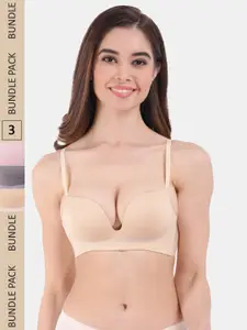 Amour Secret Pack of 3 Lightly Padded All Day Comfort Seamless Plunge Bra