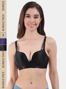Amour Secret Pack of 2 Heavily Padded All Day Comfort Seamless Plunge Bra