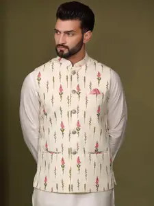 KISAH Men Printed Nehru Jacket