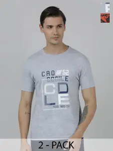Crocodile Pack Of 2 Typography Printed Slim Fit Cotton T-shirt