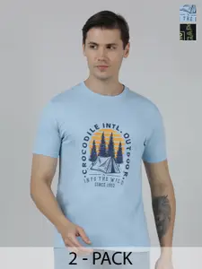 Crocodile Pack Of 2 Typography Printed Slim Fit Cotton ???????T-shirt