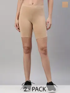 TWIN BIRDS Pack of 2 Women Cotton Skinny Fit Yoga Sports Shorts