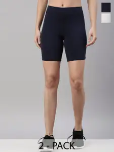 TWIN BIRDS Women Pack of 2 Skinny Fit Yoga Sports Shorts