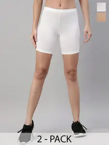 TWIN BIRDS Pack of 2 Women Cotton Skinny Fit Yoga Sports Shorts