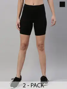 TWIN BIRDS Pack Of 2 Cotton Skinny Fit Yoga Sports Shorts