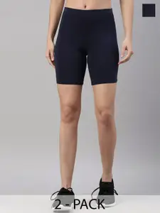 TWIN BIRDS Pack Of 2 Cotton Skinny Fit Yoga Sports Shorts