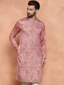 KISAH Men Embroidered Regular Fit Sequinned Kurta