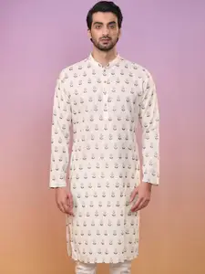 KISAH Ethnic Motifs Printed Mandarin Collar Pure Cotton Kurta