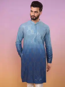 KISAH Men Ombre Regular Fit Sequinned Kurta