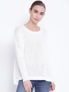 FOREVER 21 Women White Solid Sweater