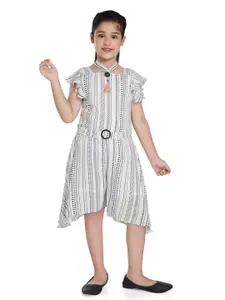 Peppermint Girls Square Neck Geometric Printed Cotton A-Line Dress
