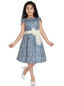 Peppermint Girls Floral Printed Bow Detail Dress