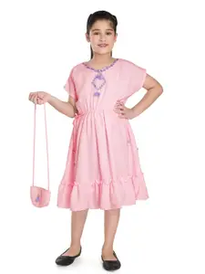 Peppermint Girls V-Neck Cotton Fit And Flare Dress