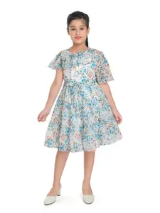 Peppermint Girls Floral Printed Ruffles Fit & Flare Dress