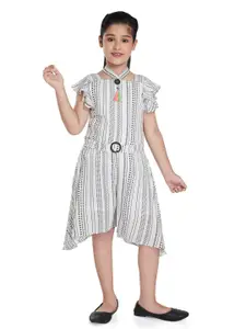Peppermint Girls Square Neck Geometric Printed Cotton A-Line Dress