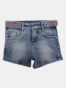 V-Mart Girls Self Design Poly Cotton Shorts