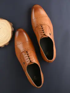 House of Pataudi Men Genuine Leather Lace-Up Formal Derbys