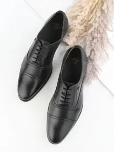 House of Pataudi Men Genuine Leather Lace-Up Formal Oxfords