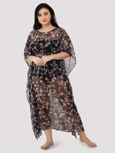 NUEVOSDAMAS Floral Chiffon Kaftan Maxi Dress
